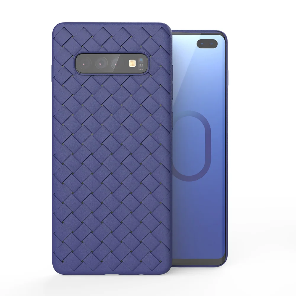 Синий KEYSION чехол для телефона для samsung Galaxy S10+ Plus S10e Note 10 Pro 9 сетчатый тканый силиконовый чехол для A70 A50 A40 A30 A20 A10 A70S - Цвет: Синий
