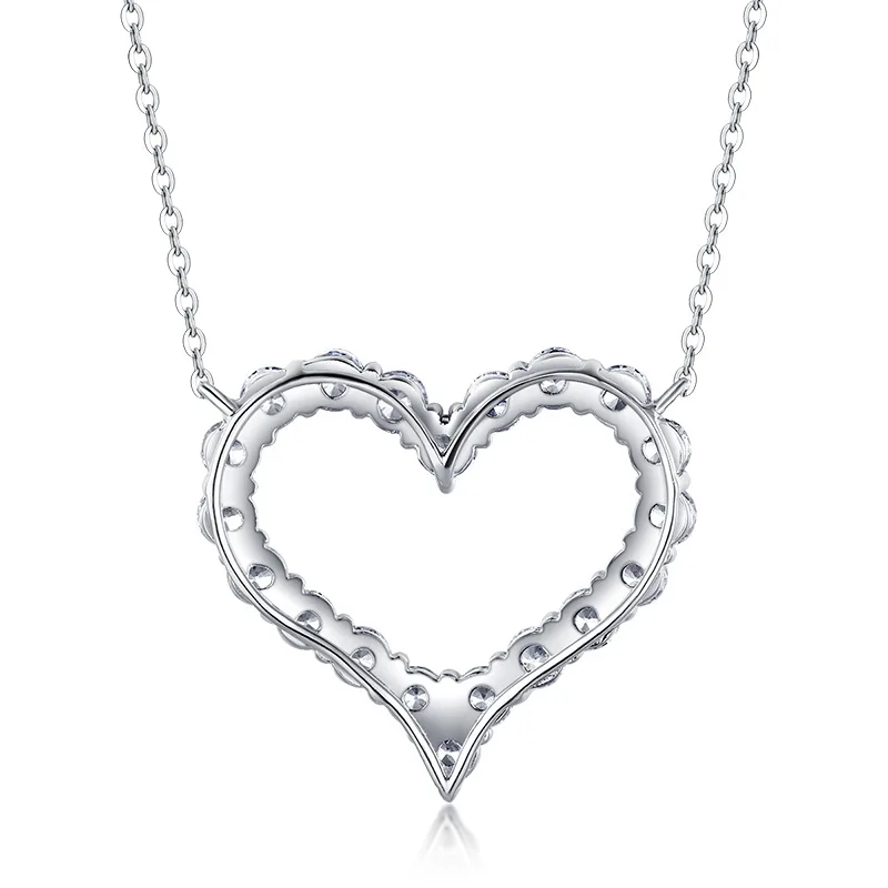 

Wong Rain 925 Sterling Silver Heart Created Moissanite Diamonds Gemstone White Gold Pendant Necklace Engagement Fine Jewelry