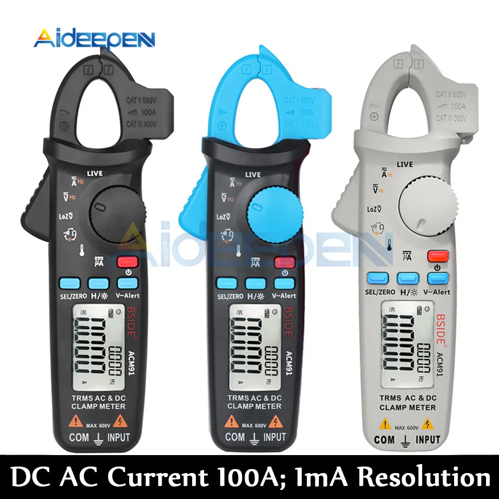BSIDE ACM91 True RMS мини цифровой клещи постоянного тока переменного тока 100A 1mA точность ремонт автомобиля Амперметр Вольтметр NCV тестер мультиметр