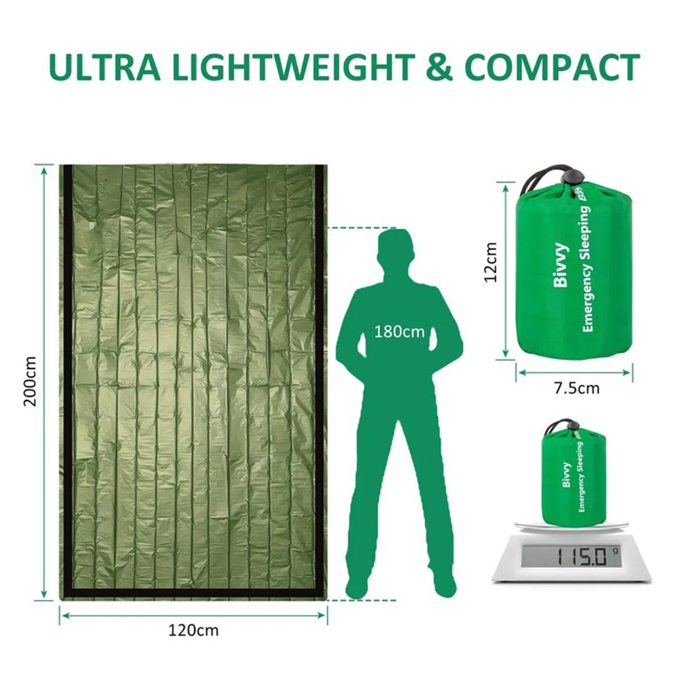Наружный аварийный спальный мешок теплый водонепроницаемый майлар первая