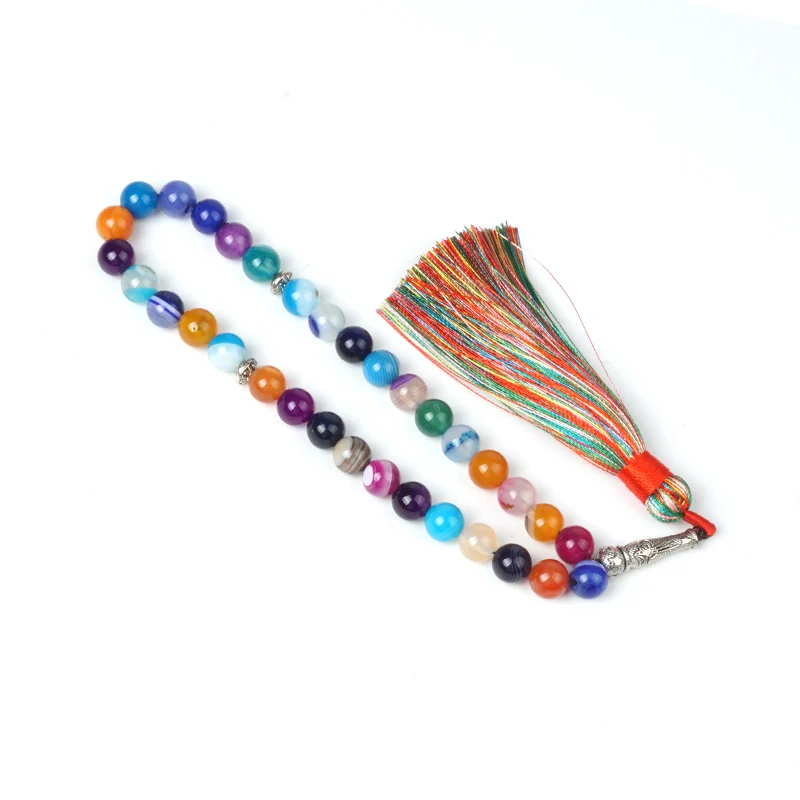 Натуральный индийский агат четки 33 шт. tesbig кисточка оникс мусульманский тасбих