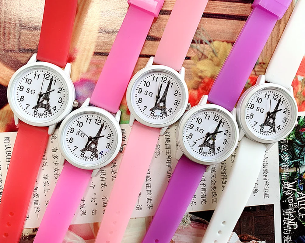 2021 г. детские часы с изображением башни светящиеся милые кварцевые для девочек