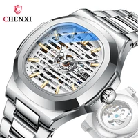 chenxi men watch luxury brand automatic mechanical skeleton watch men fashion stainless steel luminous watch relojes para hombre