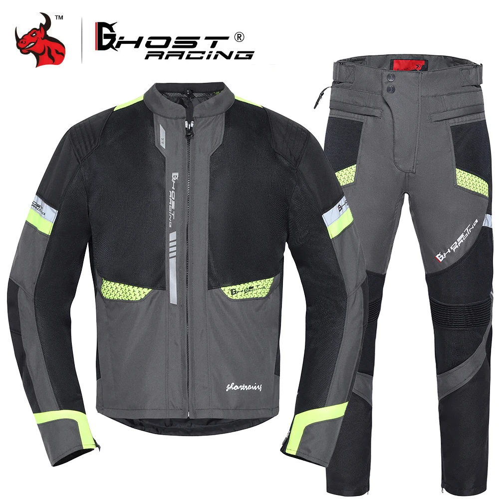 

GHOST RACING Motorcycle Jacket Men Jaqueta Motociclista Breathable Mesh Motobiker Riding Jacket Night Reflection Moto Clothing