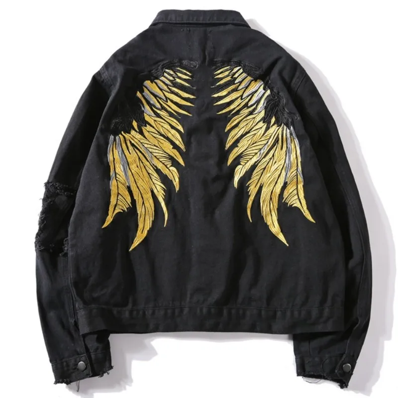 Модные потертые джинсовые пальто с бахромой в стиле хип-хоп Мужская джинсовая