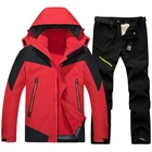 Мужской лыжный костюм, куртка и штаны для катания на лыжах, сноуборде, водонепроницаемый, ветрозащитный, для зимы