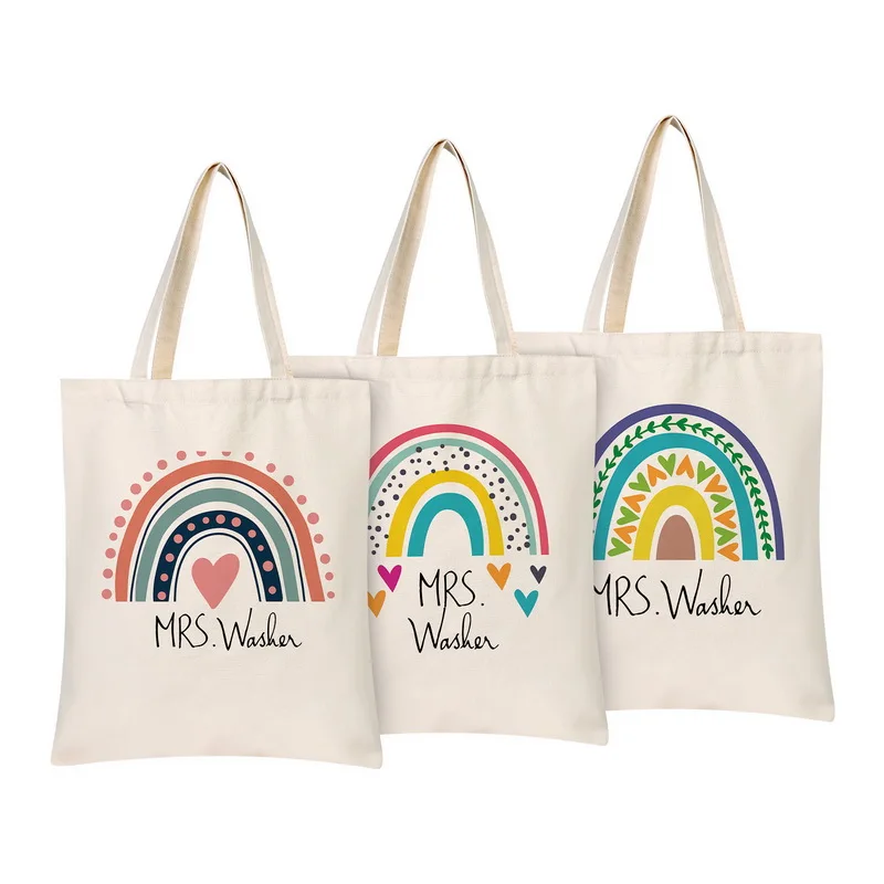 

Лучший подарок учителю Радужная Холщовая Сумка для покупок жизнь учителя многоразовая эстетика рандомное хранение подарок для путешестви...