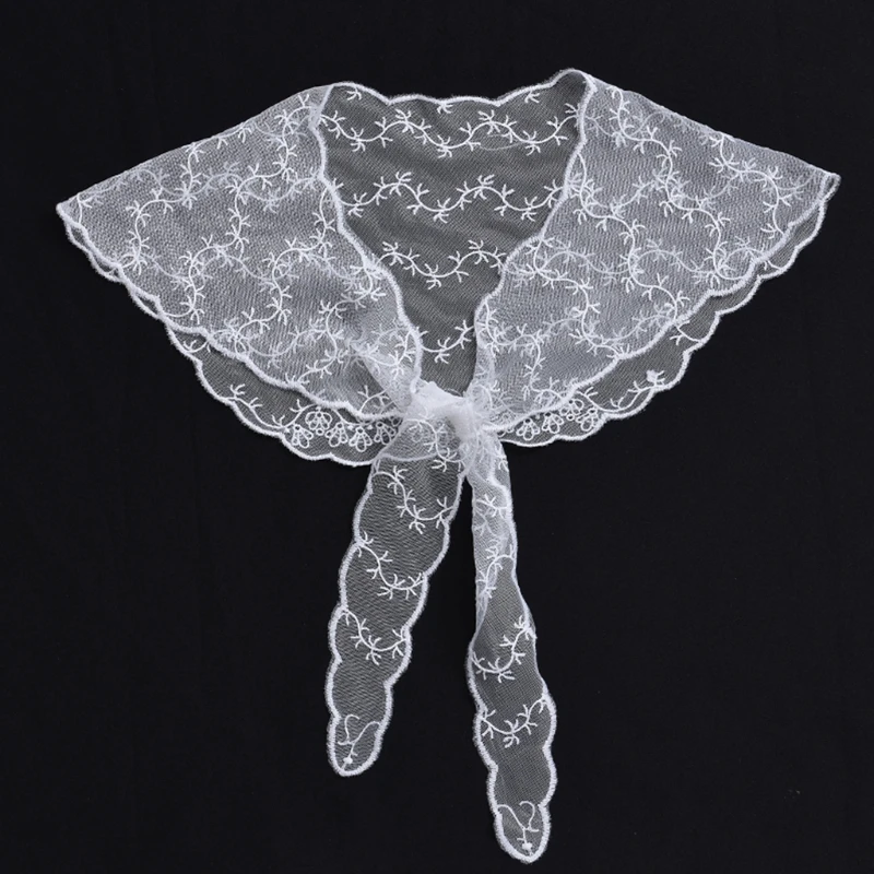 

E56F Embroidery Fake Collar Delicate Brim False Collars Detachable Collar Easy Put On Trendy Summer Dress Adornment