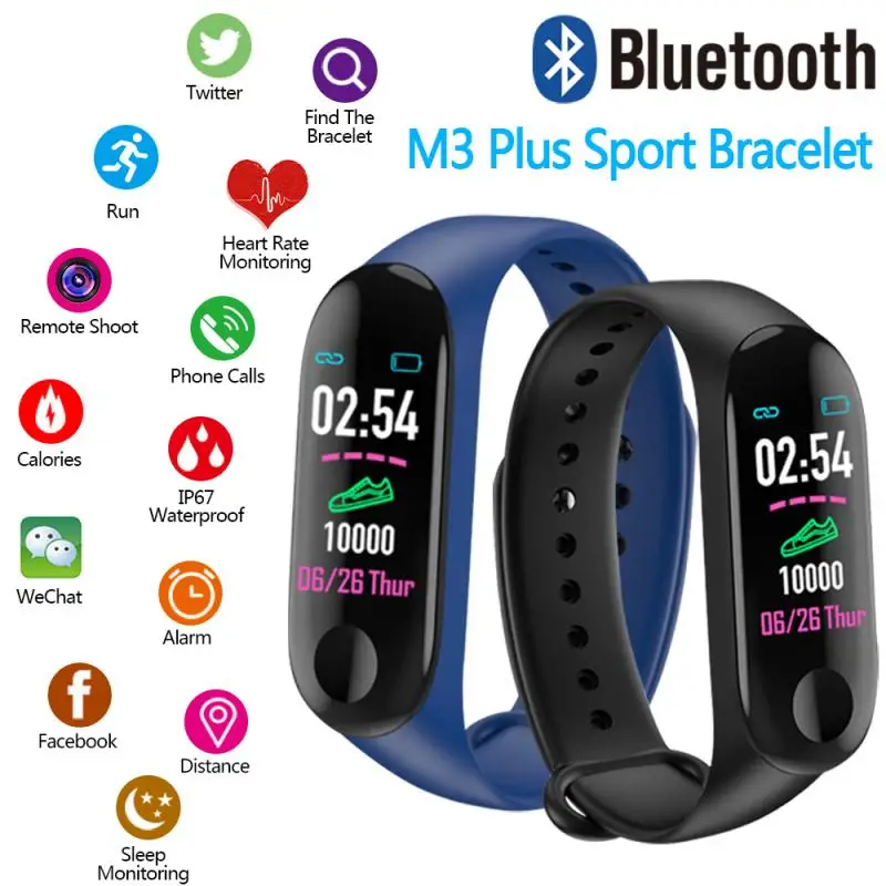 Smart Bluetooth Running Pedometer M3 Fitness Watch Plus Blood Pressure Monitor Heart Rate Tracker Bracelet Step Counter | Спорт и