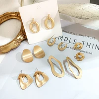 trendy geometric metal drop earrings for women korea small large circle statement hoop earring girls fashion jewelry accessories
