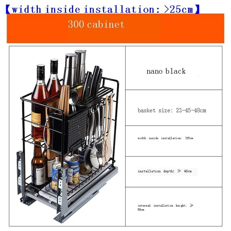 

Storage Drawer for Accessories Despensa Gabinete Cestas Corredera Stainless Steel Organizer Cocina Rack Kitchen Cabinet Basket