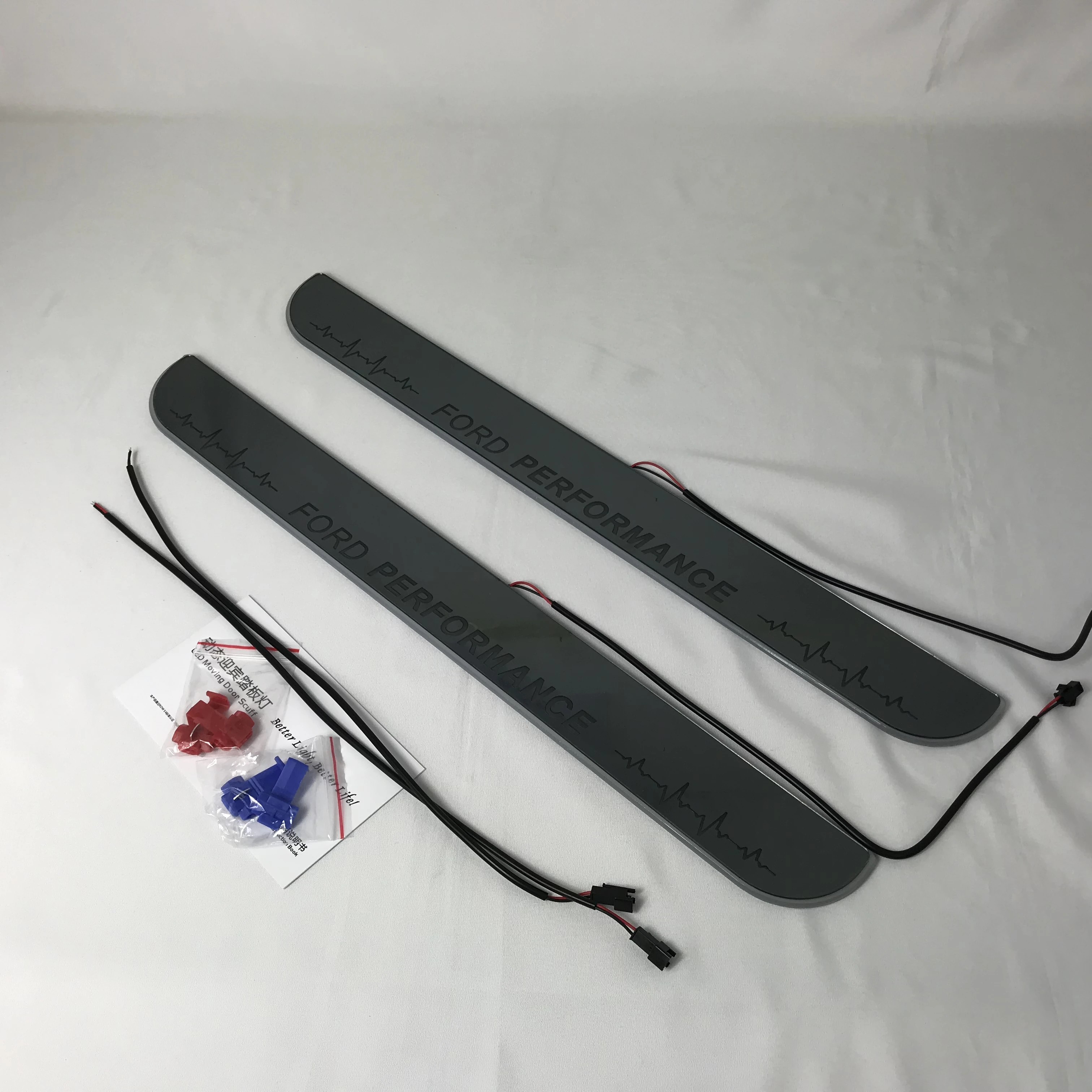 

Osmrk led moving door scuff for ford performance dynamic door sill plate flat lining overlay flow/still light, 4pcs