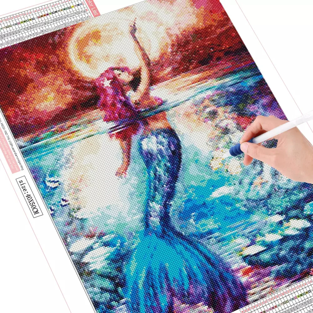 Diamond Painting Figure Mermaid Animal Fishes Square Round Decoration Customizable Wall Art Frameless | Дом и сад
