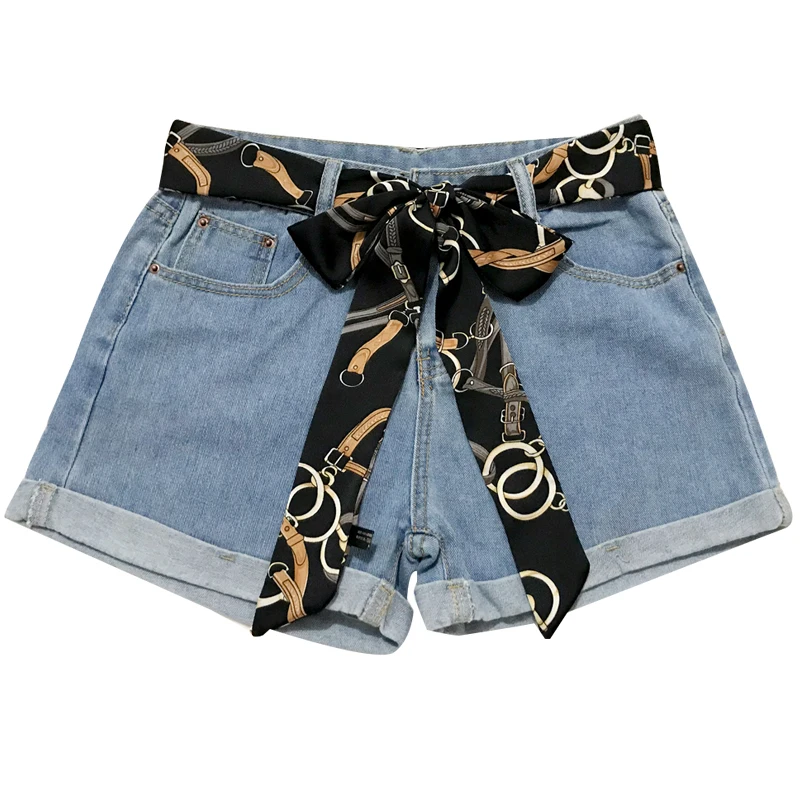 Корейский Шелковый шарф для женщин с принтом цепей узкие очень маленькие длинные