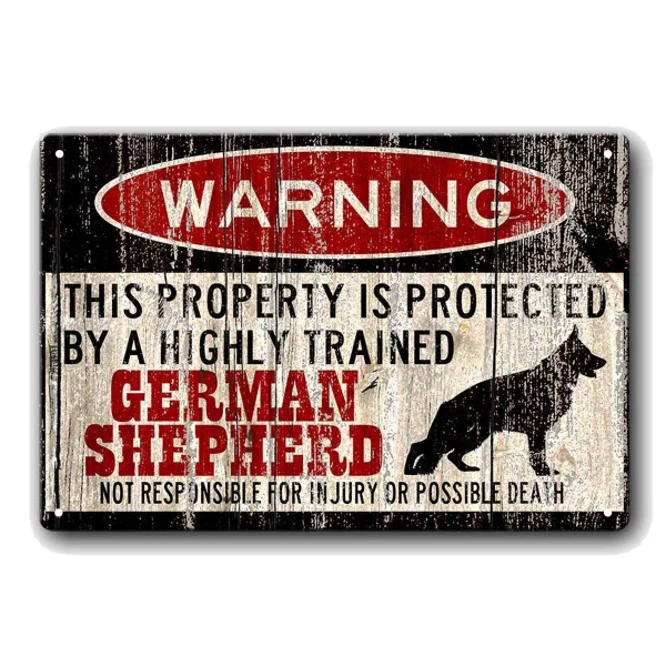 Название товара: Знак немецкой овчарки смешные металлические знаки Предупреждение для собаки Ретро табличка для бара, клуба, кафе, гаража, декор стены на ферме.