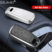 aluminum alloy leather styling car remote key case cover shell decoration protection for audi a1 a3 a4 a5 a6 a7 a8 b9 quattro q3