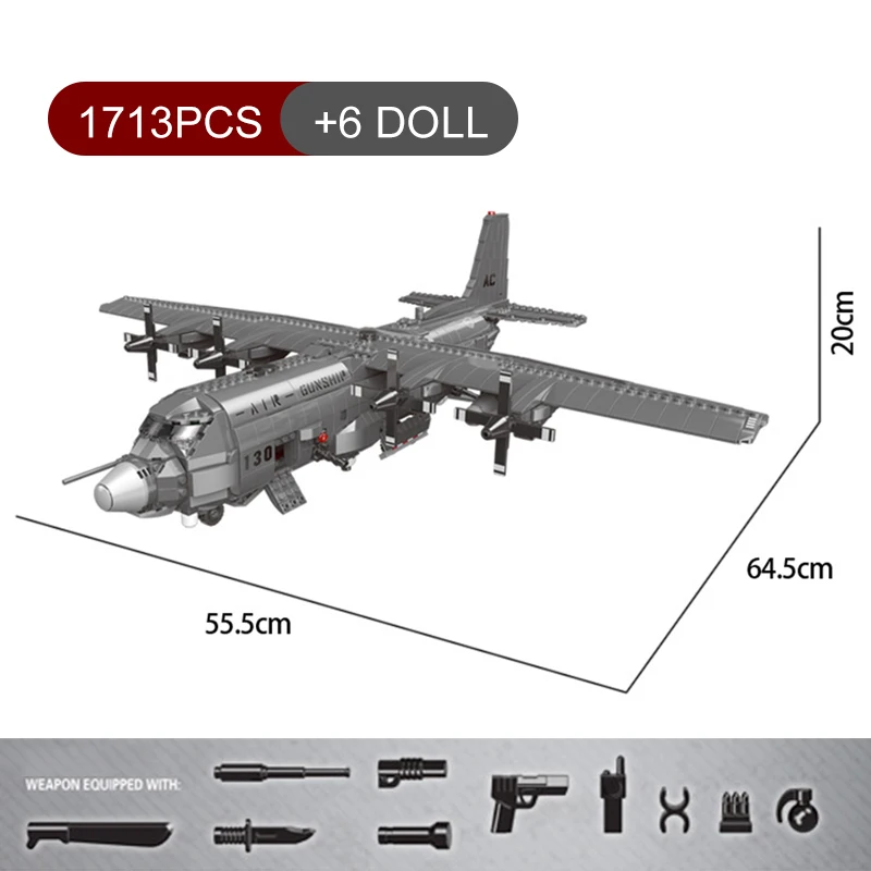 

Military Series AC130 Aerial Gunboat WZ10 Helicopter A10 Aircraft Building Blocks WW2 Assembly 99 Type Tank F35 With Figures Toy
