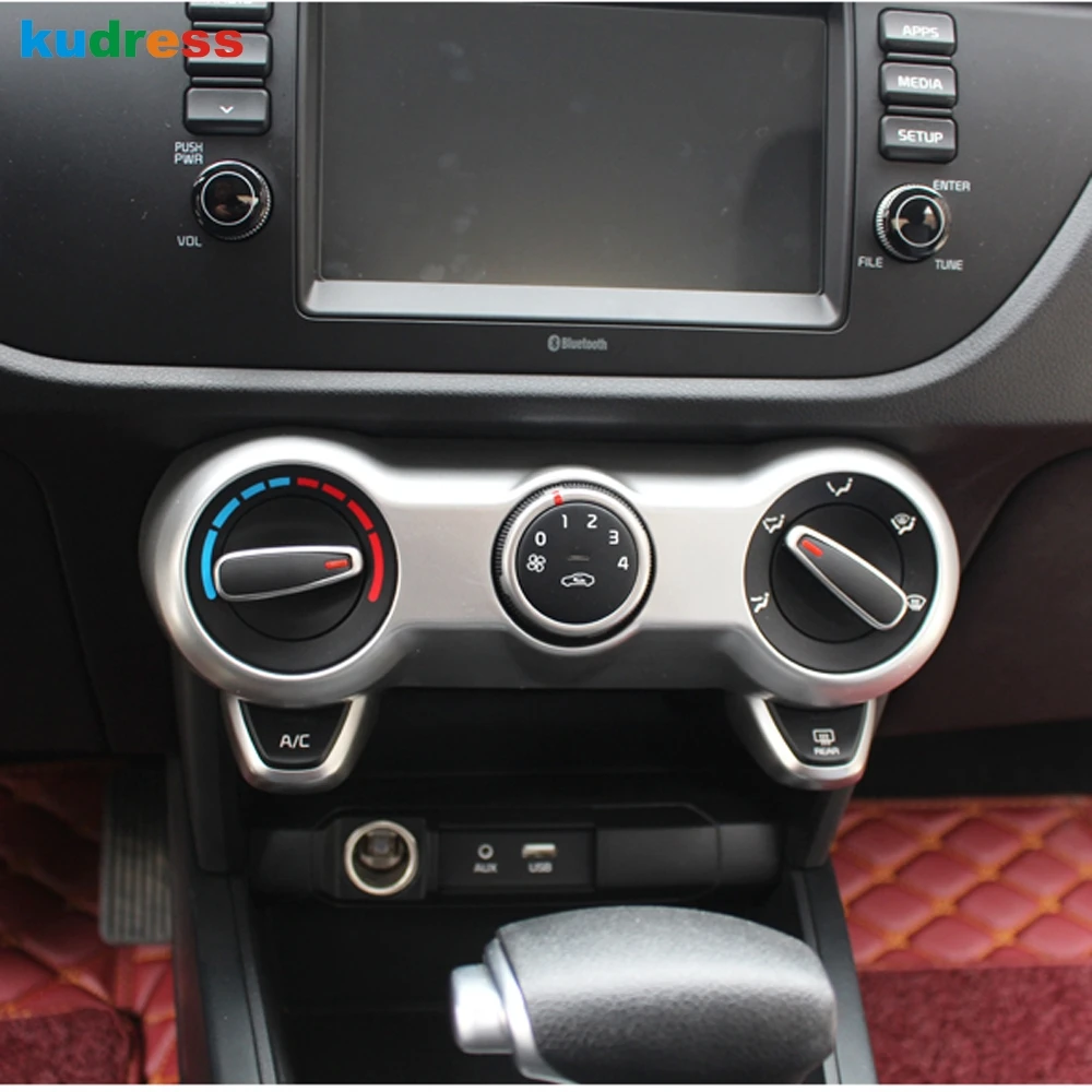 Для Kia Rio 4 X-line ABS Матовый/углеродное волокно центральная консоль управления AC кнопка включения панель Крышка Кондиционера отделка