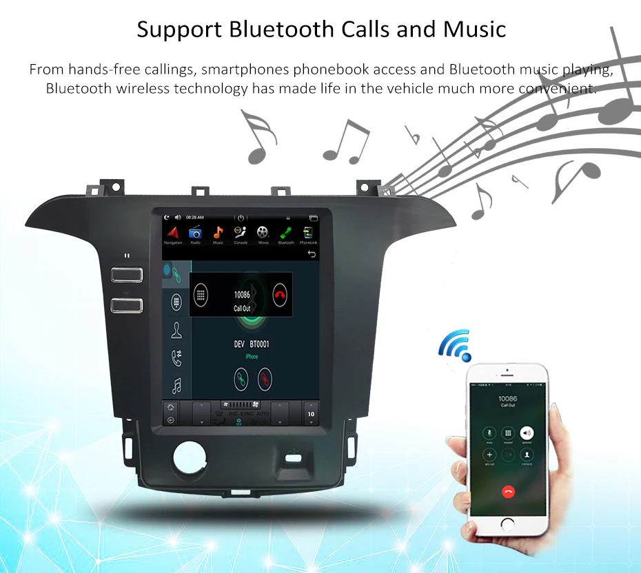 Kukuz 1" Tesla Авторадио для Ford S-Max Galaxy 2007- Android автомобильный Dvd Gps плеер встроенный радио видео Навигация Bt Wifi