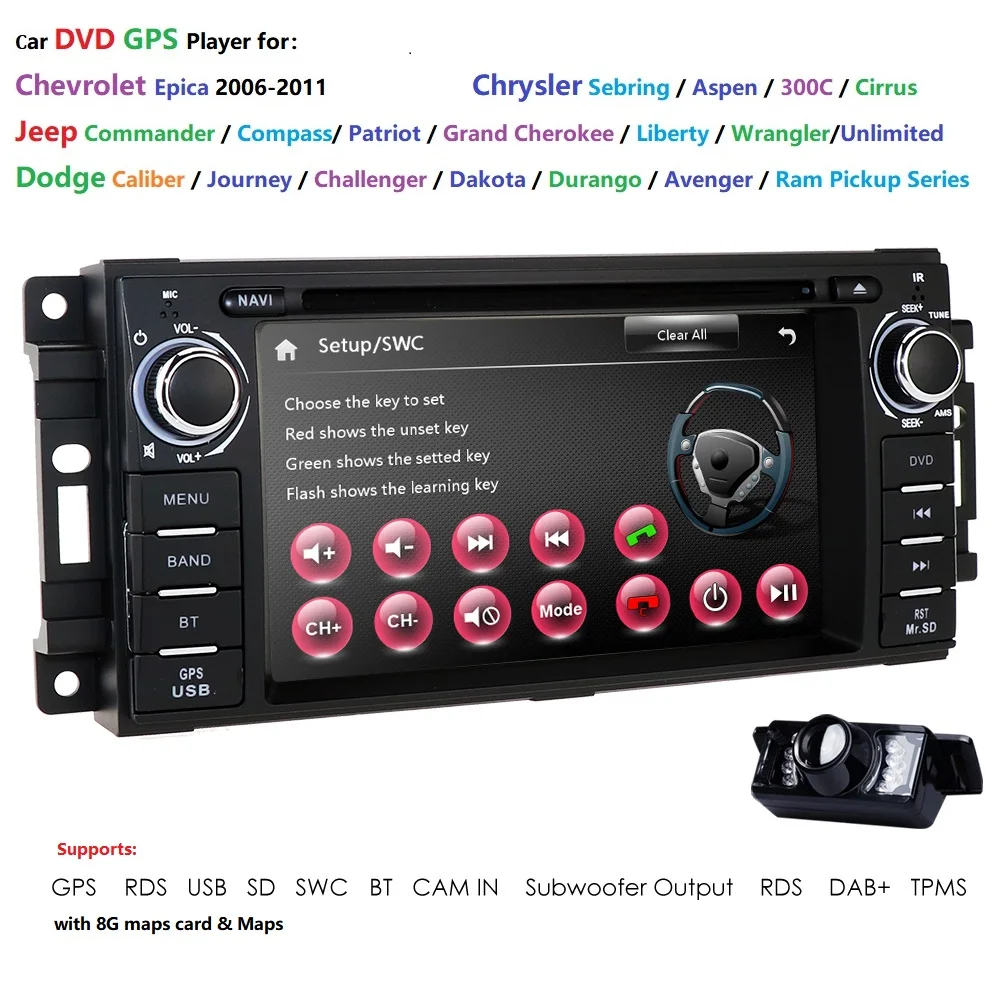 1 Din автомобильный dvd плеер для jeep Grand Cherokee Chrysler 300 компас Chevrolet Epica Dodge ram Wrangler