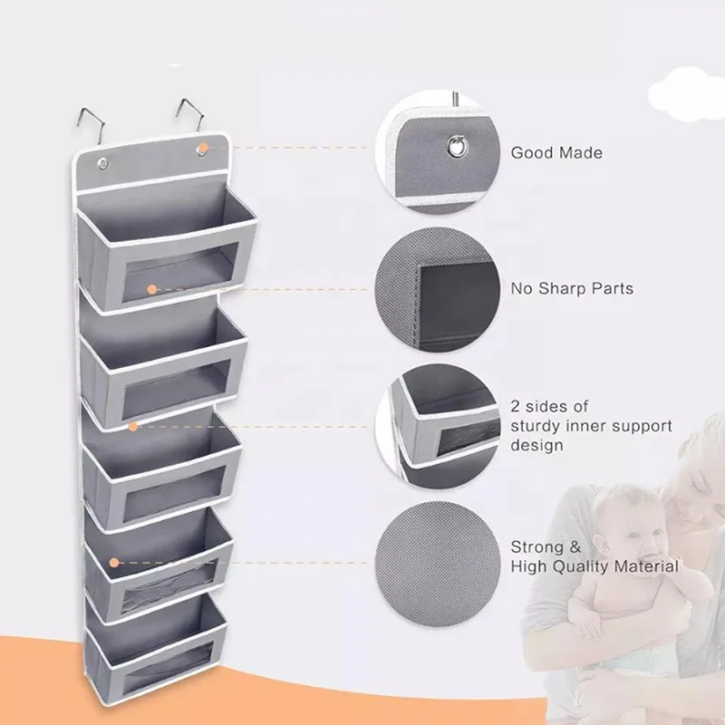 

Five-Layer Wall Hanging Storage Bag Behind The Door Large-Capacity Wardrobe Closet Non-Woven Clothes Toys Socks Finishing Bag