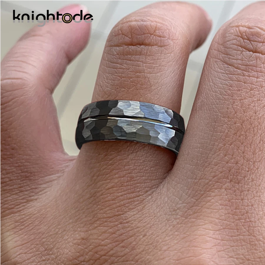 8 мм Для мужчин Вольфрам жемчужные кольца из белого золота мульти граненый