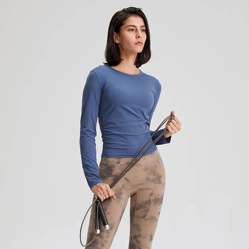 

Sports Top Women Long-sleeved Autumn Fitness Yoga Shirt Workout Breathable Waist Shaping Push-up Sexy Slim Gym Clothing