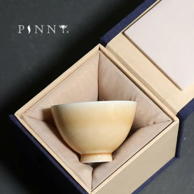 

PINNY Hand Billet Ice Crackle Glaze Kung Fu Teacups Ceramic Traditional Chinese Tea Cups Pigmented Drinkware Tea Bowl
