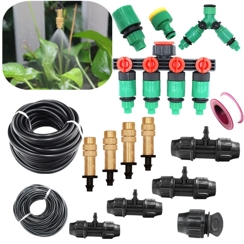 

5/10/15/20m 2-Outlet Watering Kits With 8/11 Tube For Garden Irrigation Micro Drip Fittings For Yard Watering