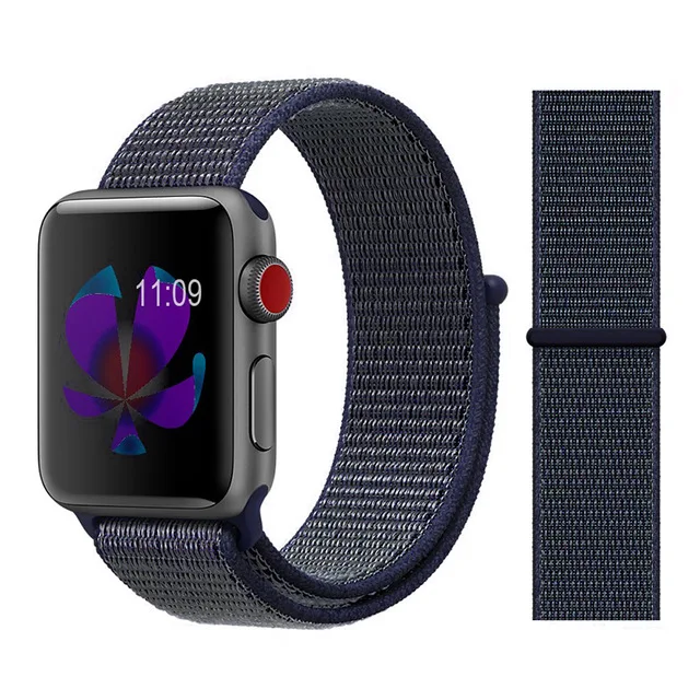 Für Apple часы Uhr группа серии 3/2/1 38 мм 42 мм нейлон Weiche Atmungsaktive нейлон für наручных часов iWatch, ersatz Спорт Шлайфе series4 40 мм 44 м - Цвет ремешка: Color19 midnight fog