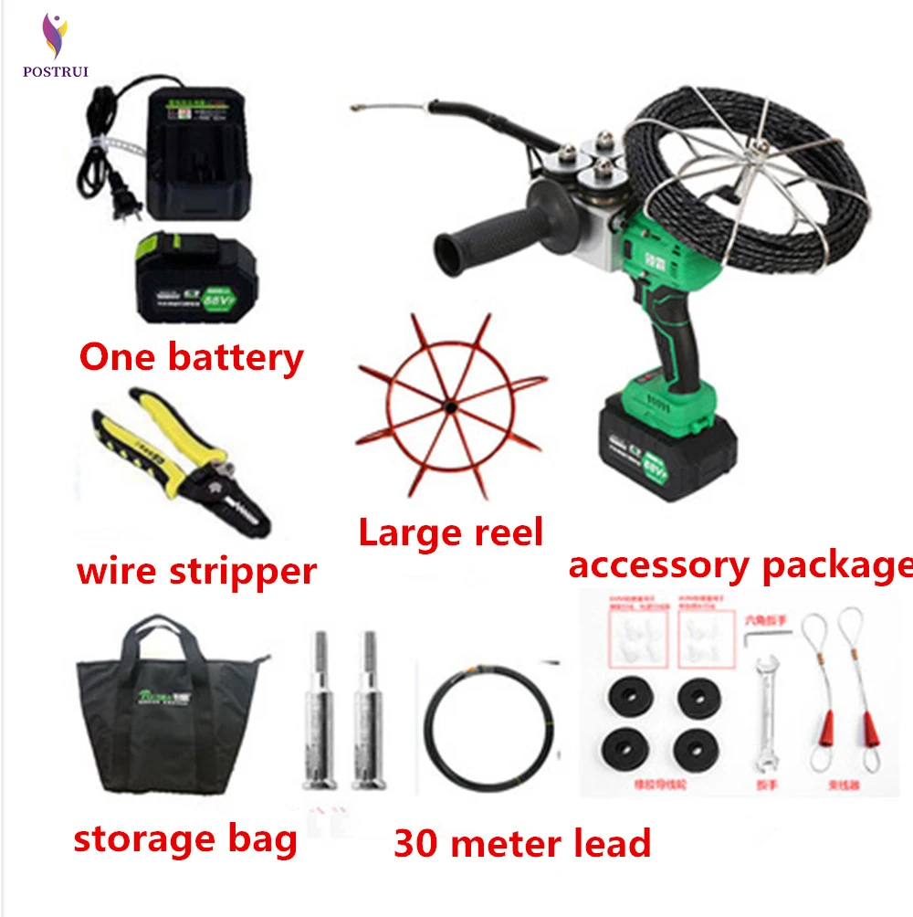 1 battery 1 reel NEW CXJ 88VF 10000MAN Electrician Stringing Machine Fully Automatic Wall Lead Wire Electric Charging Threading Machine 40m/min - Цвет: 1 battery 1 reel