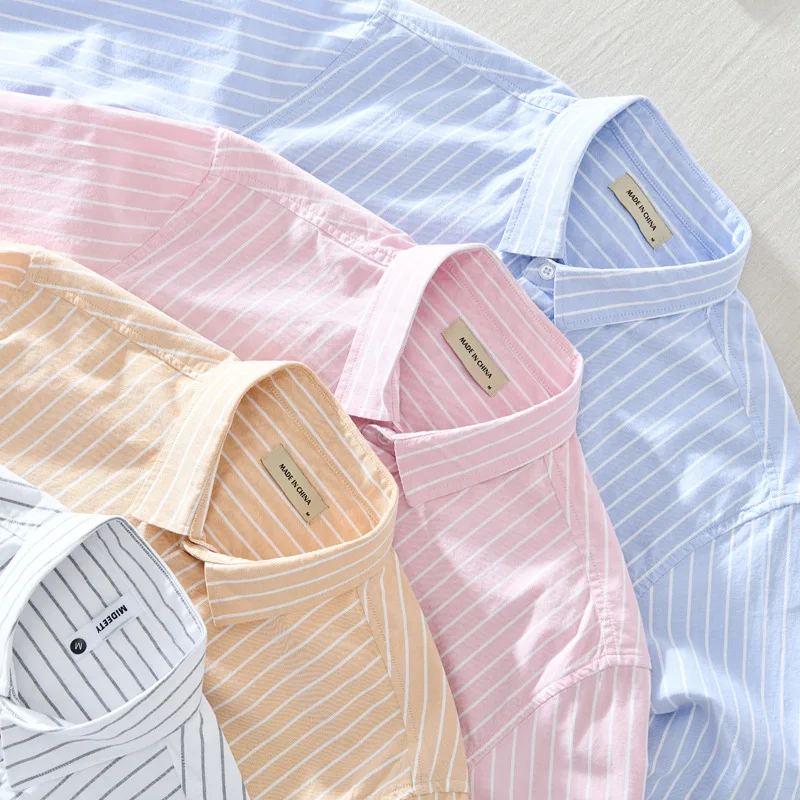 Мужская хлопковая рубашка GM803 в Вертикальную Полоску с длинным рукавом | одежда