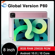 Global Version Tablets P80 8 Inch Tablet Android 10.0 8GB RAM 256GB ROM Tablette 4G Network Phone Call Ten Core 6000 mAh Type-C