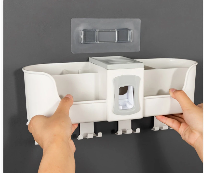 4pcs Multifunctional Toothbrush Holder Bathroom Accessories Set Automatic Toothpaste Dispenser Holder Bathroom Storage