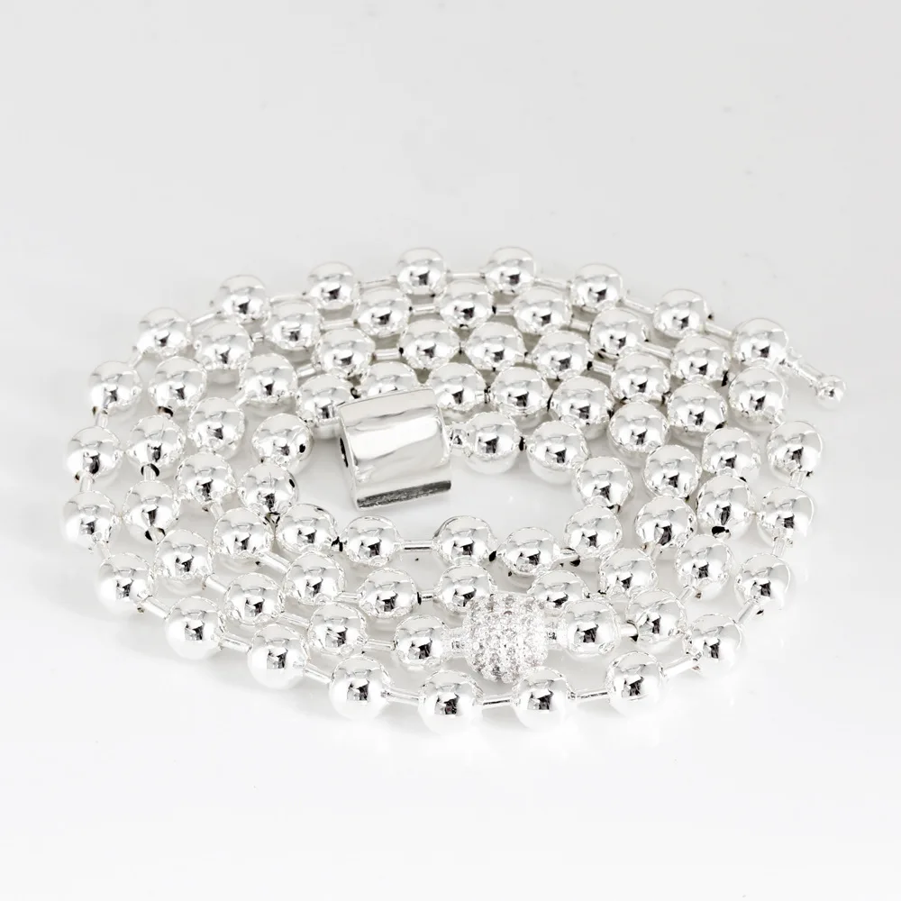 

Original 925 Sterling Silver Beaded Necklace With Pan Inlay Is Suitable For Women's Wedding Diy Jewelry
