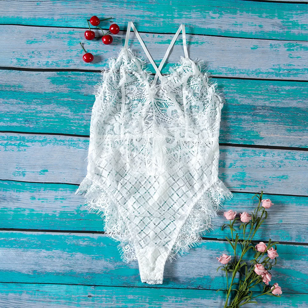 

See Through Bodysuit Babydoll Lace Exotic Costumes Plus Size Catsuit Lingerie Women's Underwear Sexy Erotic Woman Bodysuit 2021