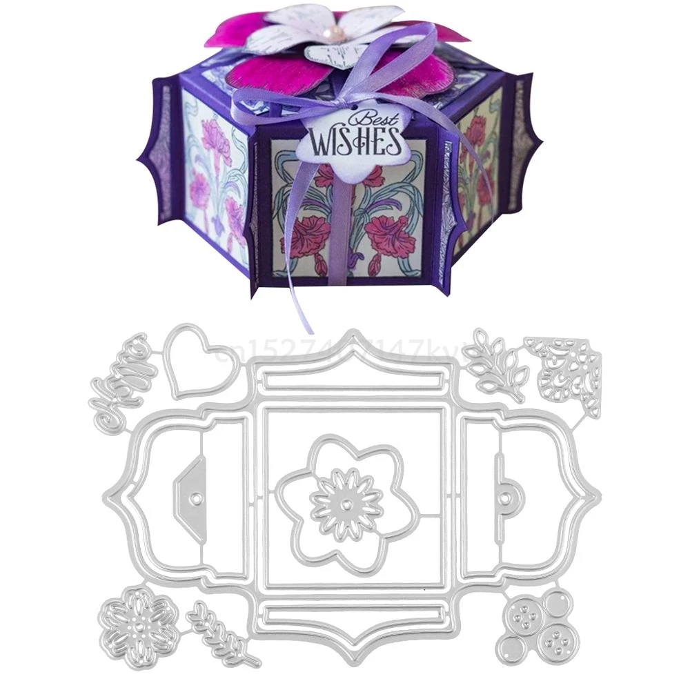 OOTDTY 3D элементы подарочной коробки для резки металла скрапбукинга и открыток