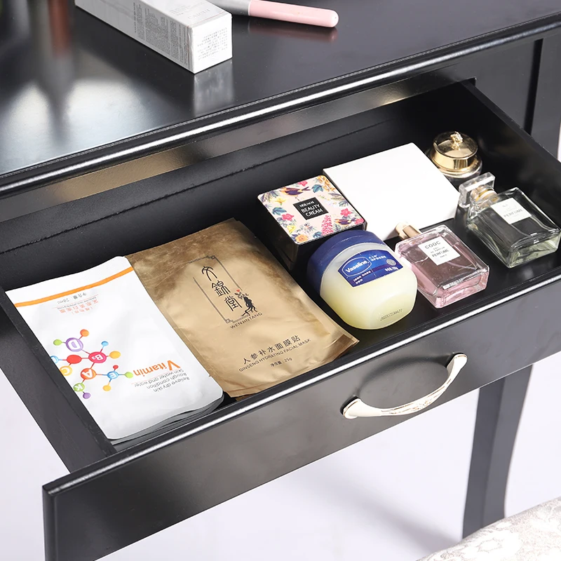

Modern Bedroom Furniture Dressing Table With Stool And Mirror 1 Drawer Girl Women Makeup Dressers Dressing Table 75*40*139cm HWC