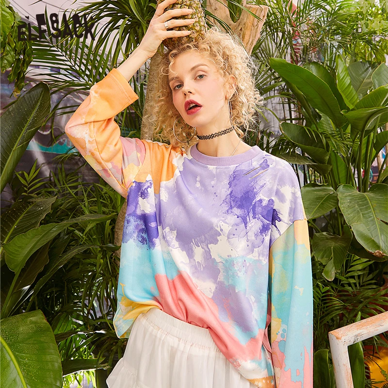 Женские свитера ELFSACK Повседневные вязаные оверсайз с круглым вырезом 2019|Женские