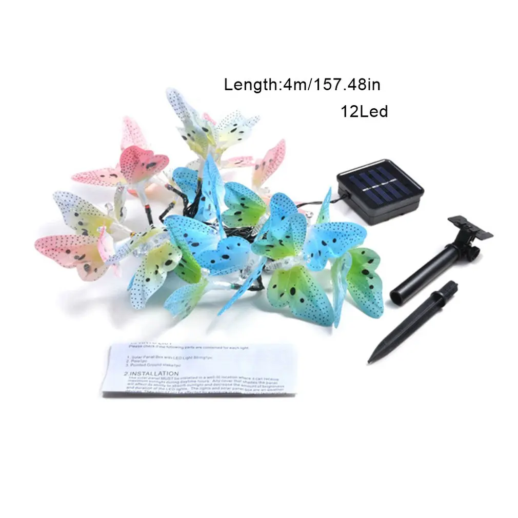 

12Led Fiber Butterfly Shape Solar Light String Christmas Day Garden Decoration Lamp Professional Fashion