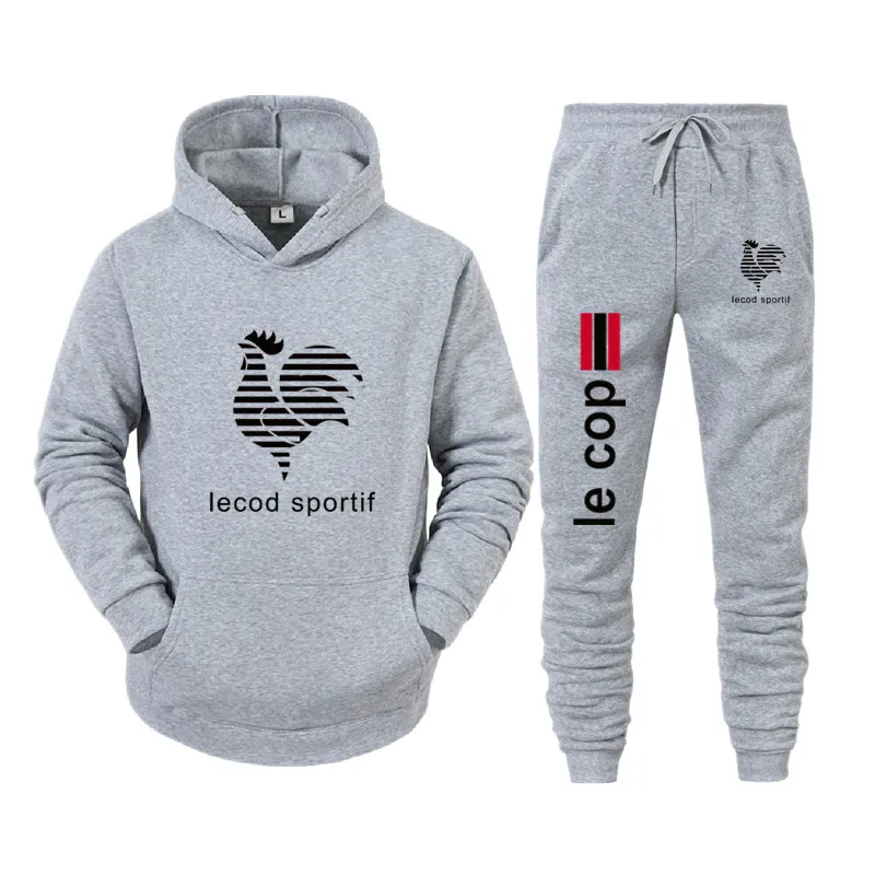 

Autumn and winter new hoodie suit men's fashion fleece red hoodie black brand pants casual jogging suit sportswear sweatshirt wo