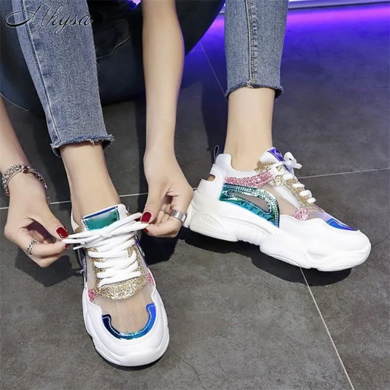 

Sneakers Outdoor Women Shoes Spring Women Fashion Bling Platform Shoes Ladies Footwear Breathable Mesh Sneakers tenis feminino