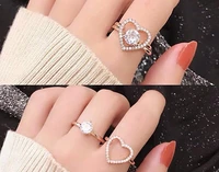 fashion lover jewelry two in one combination of love adjustable opening ring women wedding ring lover commemoration gifts