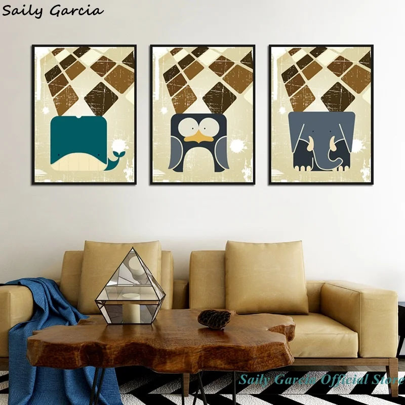 Детская Картина на холсте с милыми мультяшными совами животными птицами декор