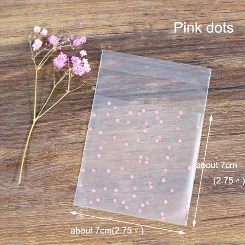 7x7cm pink 100 шт горошек матовый пластиковый пакет конверт белый синий розовый Самоклеющиеся сумки 7x7 см Канцелярские принадлежности хранения пластиковые конверты - Цвет: 7x7cm pink
