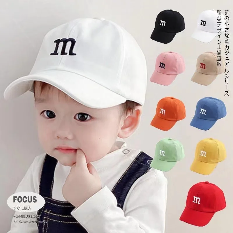 

Men's caps Girls Boy for Baseball Cap Hats Sunscreen Baby Hat Hip Hop M Letter Embroidered Cute Kids Caps 1-6Y Peaked Cap