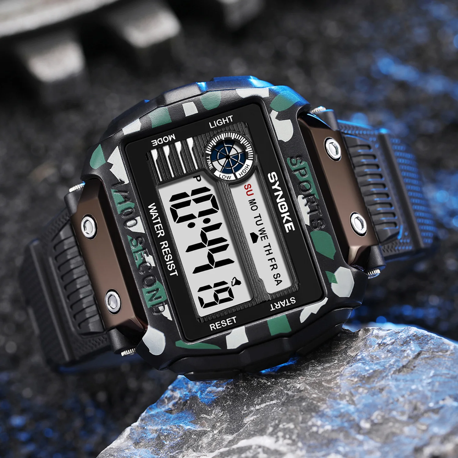 

SYNOKE Sports Watches Big Dial Digital Watch 50M Waterproof Electronic Clock Chronograph Square Screen Watch Men Reloj Hombre
