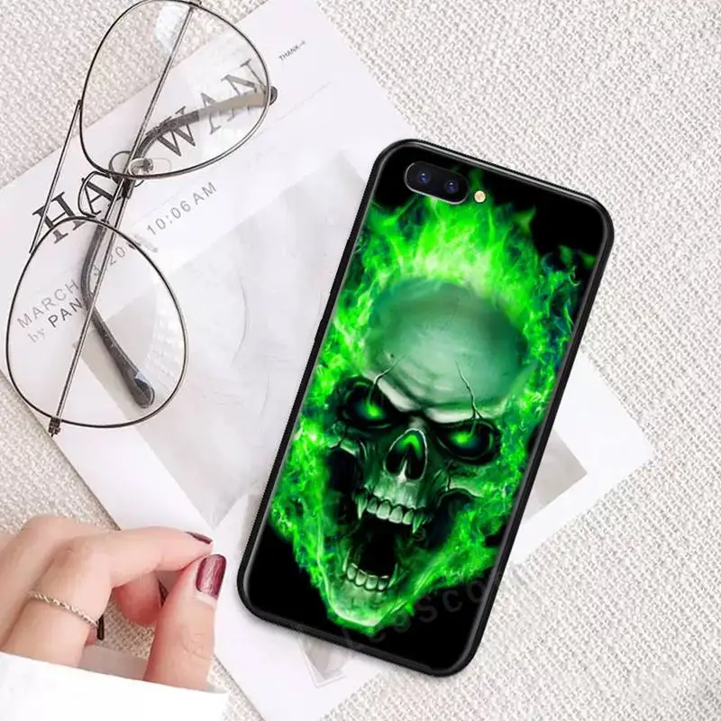 

Art design cool skull flame Phone Cases For OPPO R9 R11 R15 R17 RENO Realme S PLUS Normal 2z 3 5 C2 pro