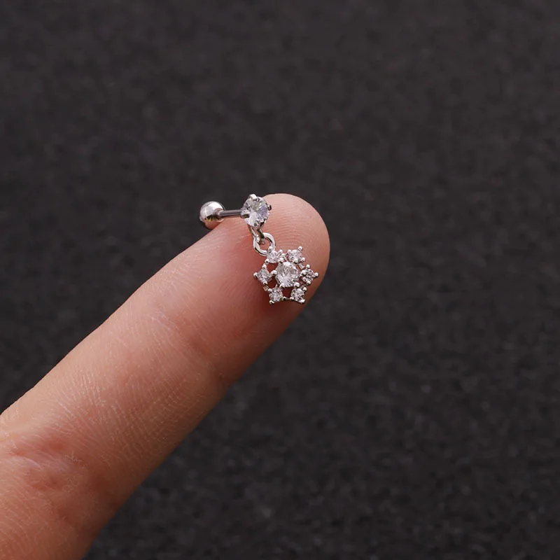 Маленькие висячие серьги с крыльями Луны звезда серебряного цвета фианитом