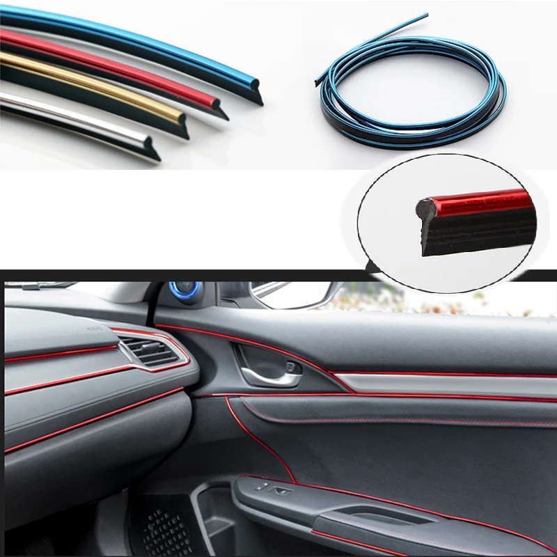 5M Carbon Car Interior Moulding Trim Door Gap Strip For Mitsubishi Lancer 10 ASX Pajero X Ford Focus 2 3 Fiesta Citroen C4 C5 C3